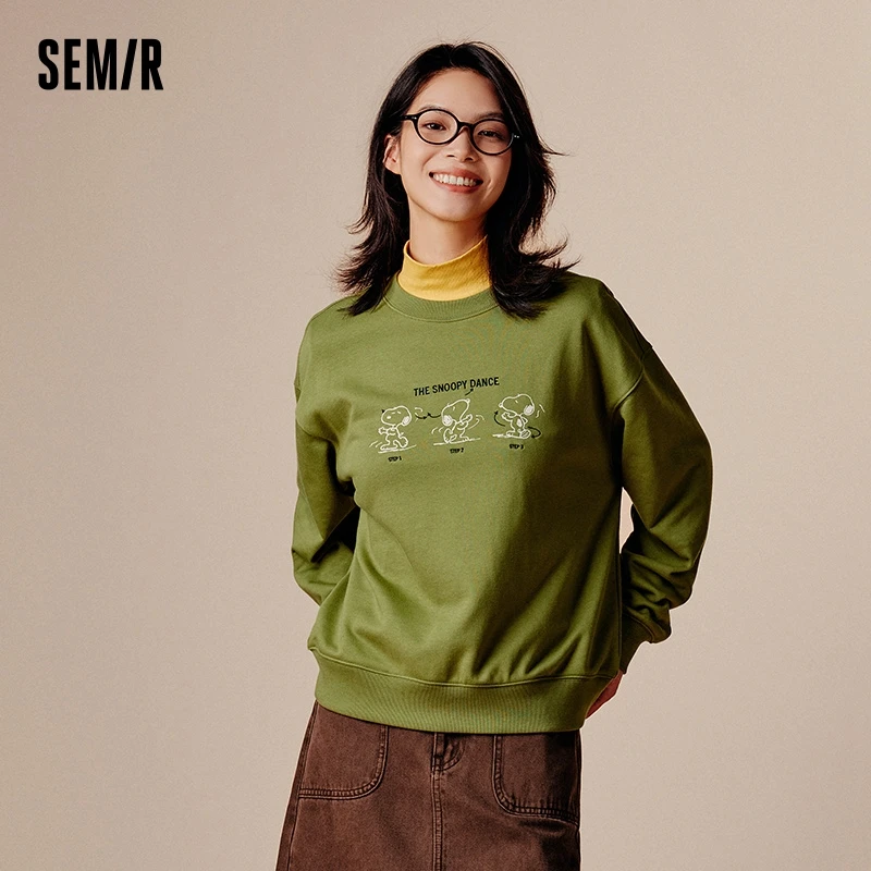 Semir Sweatshirt Women Loose 2024 Autumn New Fashion Pattern Top Trendy Sweatshirt