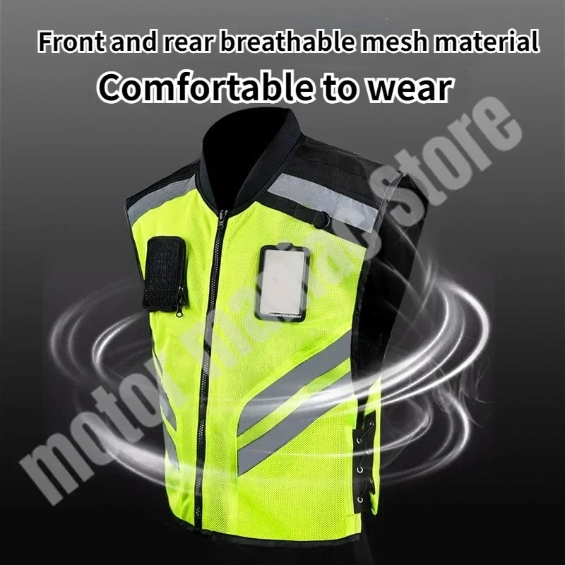 Traje de seguridad para montar en motocicleta, chaleco reflectante fluorescente para viaje nocturno, chaleco transpirable para motociclista, chaleco