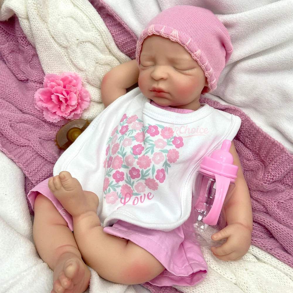 Can Open Mouth Sleeping Girl 44cm Silicone Reborn Baby Full Body Soft Art Doll Adorable Visible Veins Bebe for Elderly Joy