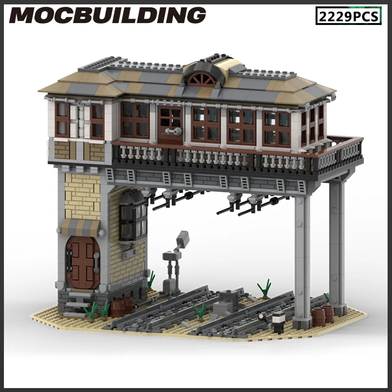 MOC-Rail Torre Blocos De Construção, Plataforma De Trem, Casa Modelo, Tijolos DIY, Brinquedo Aassemble, Presentes De Natal, Coleção, Presente De Aniversário