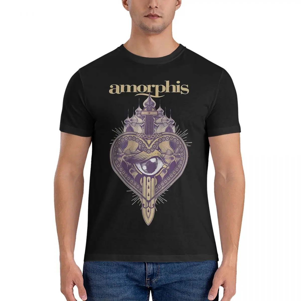 Heavy Metal Band Karo Phis Men T Shirts Amorphis Casual Tees Short Sleeve Crew Neck T-Shirts Pure Cotton Summer Clothing