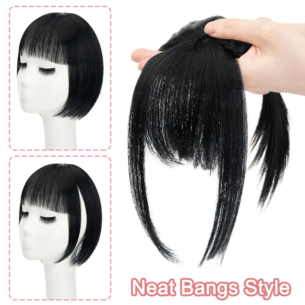 Snoilite Synthetic Hair Topper With Bangs Invisible 3D Hair Toupee Hairpieces Top Hair Closures 10\