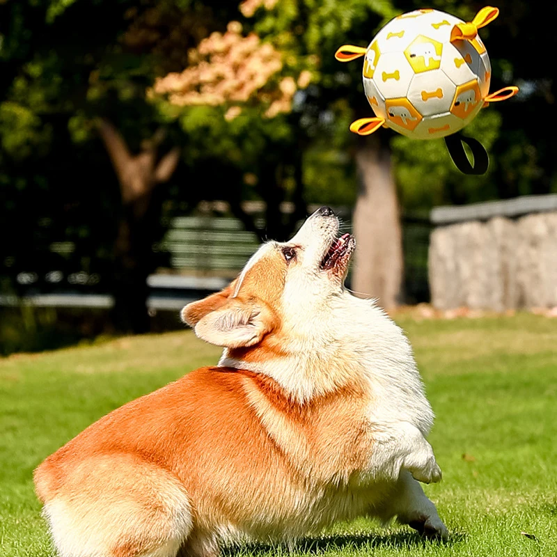 Durable PU Dog Toys Soccer Ball Cute Printed Elastic Inflatable Outdoor Training Balls for Medium Large Dogs Border Collie Labr view 3
