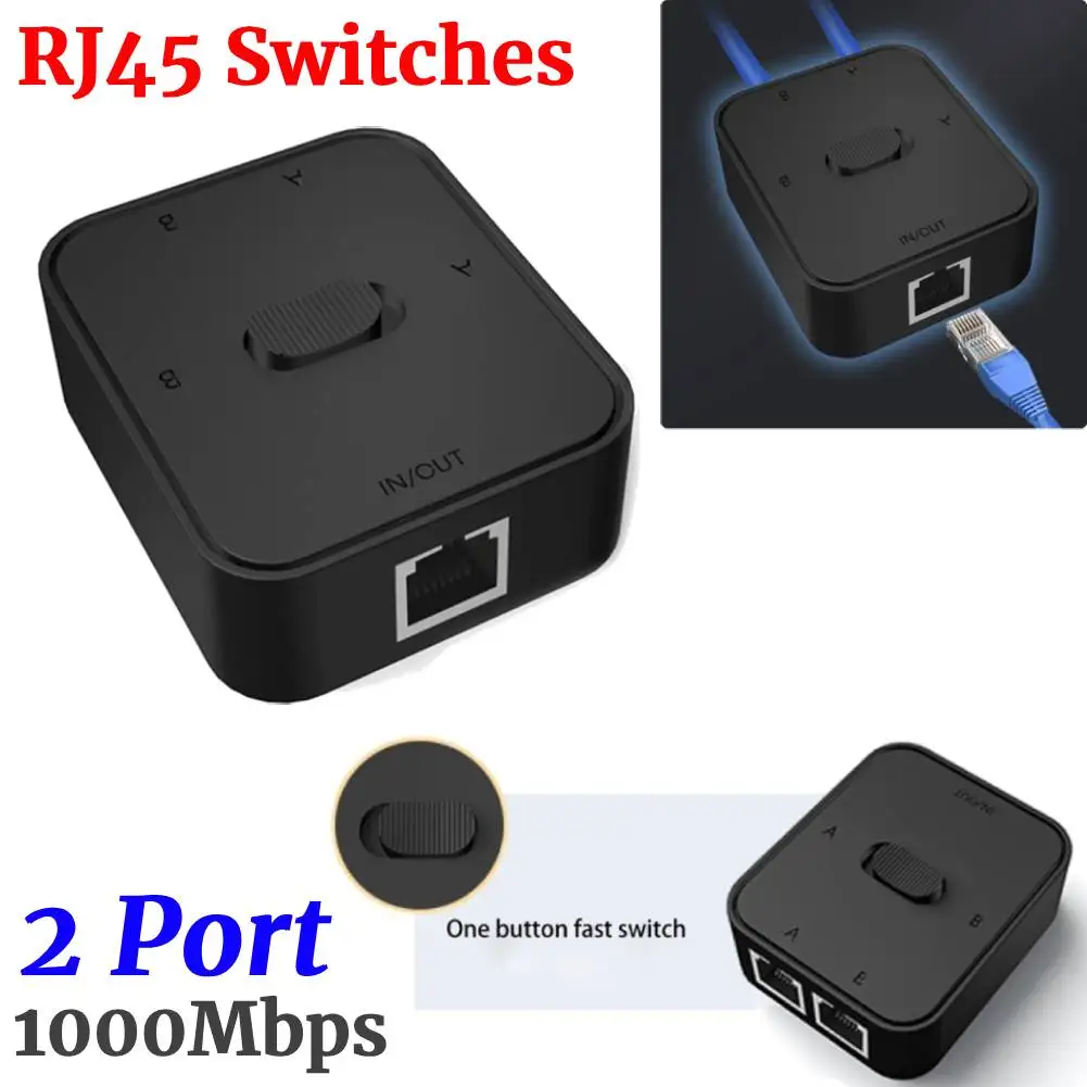 

2 Port RJ45 Network Switch Selector 1000Mbps Network Switches 2 in 1 Out/1 in 2 Out Gigabit Network Distributor