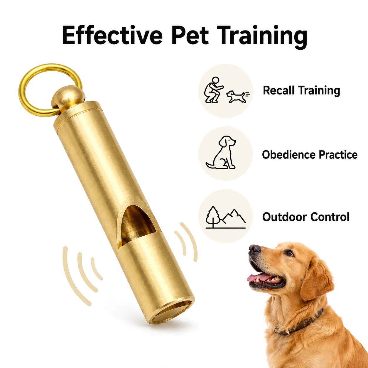 Silbato de entrenamiento para perros con llavero, adiestra y guía - imagen 2