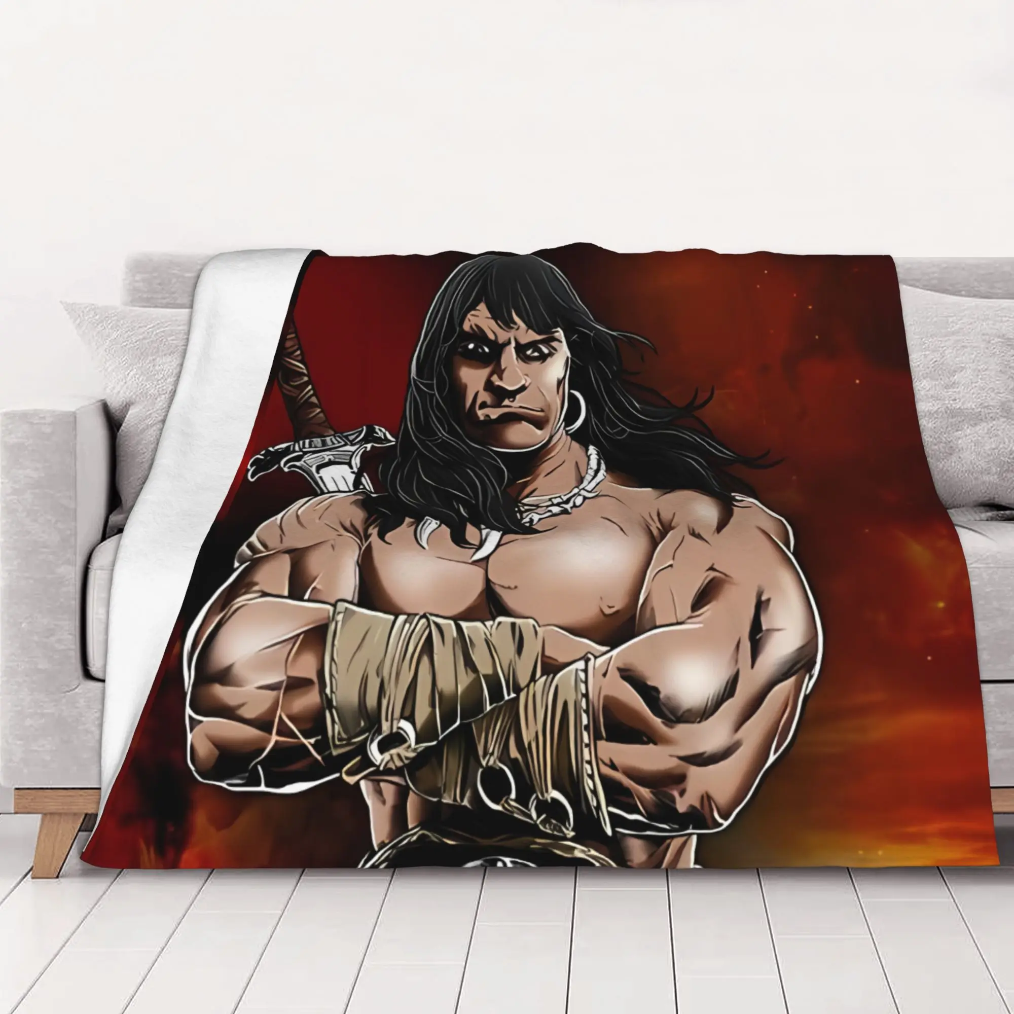 1PC home Cutecore The Barbarian Conan the Barbarian Blanket Super Cosy Plush Home Living Room Sofa halloween