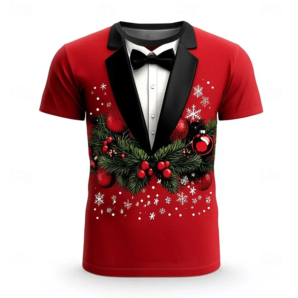 

Men's Crew Neck Short Sleeve Clothing 3D Gradient Christmas Elements Style Graphic Print T-Shirt Regular Personalized Tops