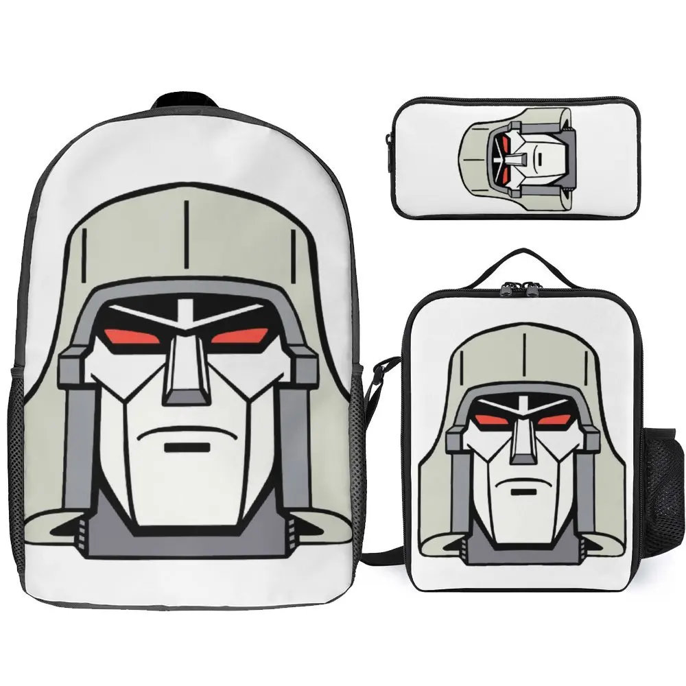 3 in 1 Set 17 Inch Backpack Lunch Bag Pen Bag   Black Decepticon Soundwave  Wordtee Vintage 10 Lasting Graphic Vintage Comfortab