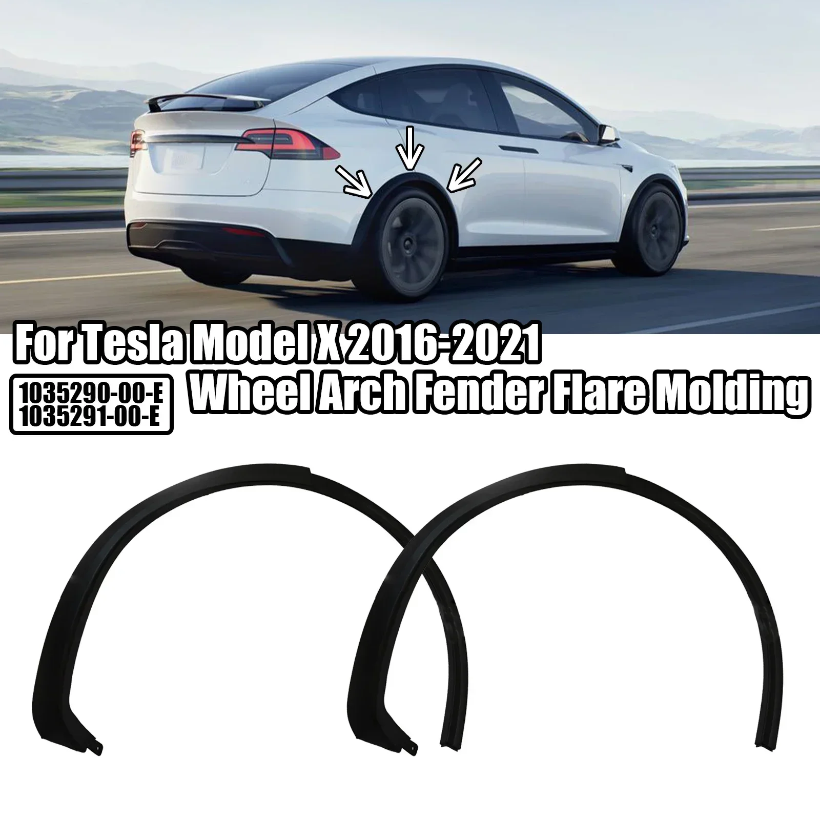 For Tesla Model X 2016-2023 Car Rear Wheel Eyebrow Arch Fender Trim Flare Molding ABS Left Right 1035290-00-E 1035291-00-E