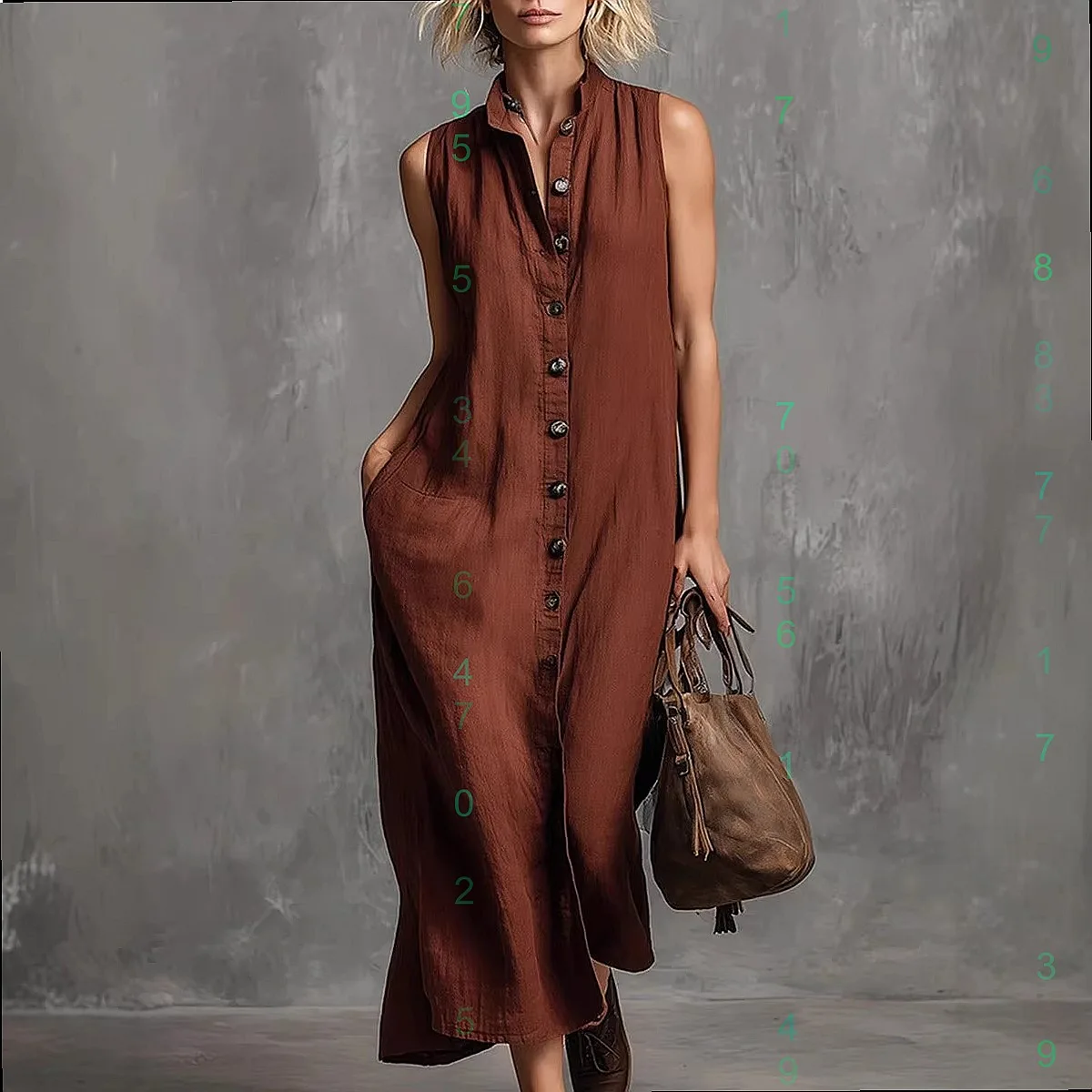 

Women's Solid Button Front Sleeveless Linen Dress Casual Loose Jumpsuit Spring Summer