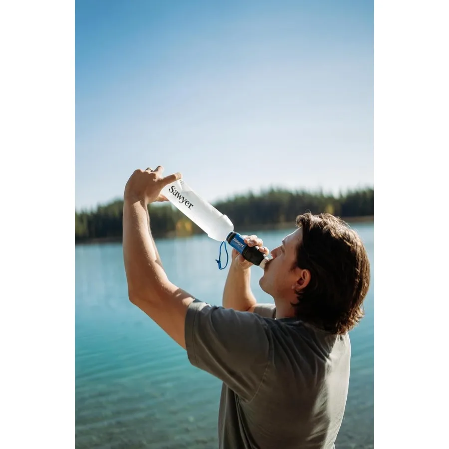 Sistema de filtragem de água para aventuras ao ar livre Nylon leve com detalhes azuis Design compacto e portátil para On-t