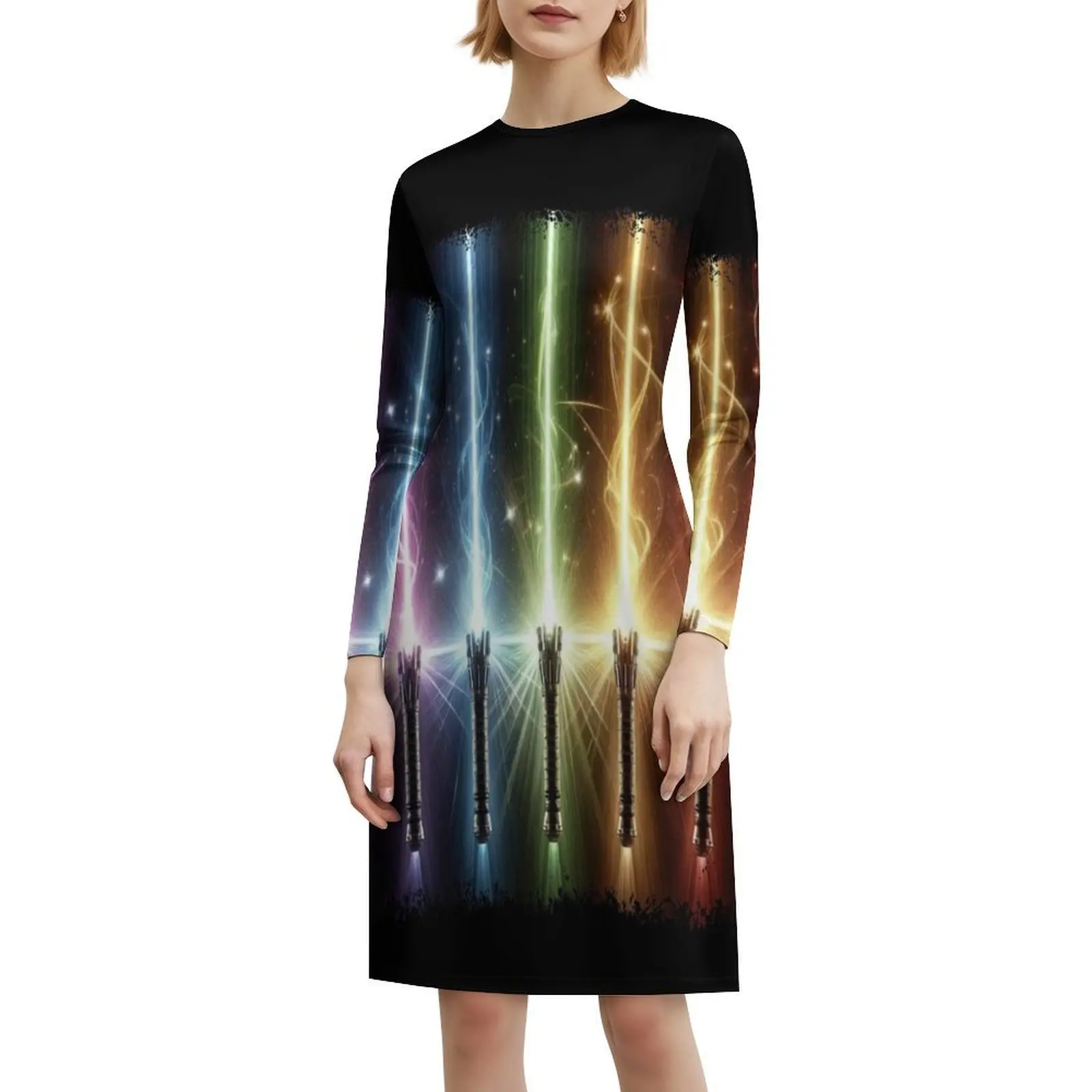 قوس قزح ليتسبر. الفضاء غالاكسي الخيال العلمي. فستان بوهو أنيق للمثليين، فستان أنيق لحفلات الزفاف على الشاطئ، قوس قزح #6