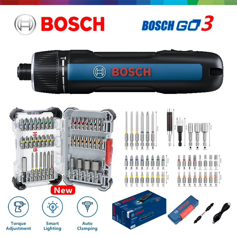 Destornillador eléctrico inalámbrico Bosch GO 3, destornilladores de carga, instalación o extracción de tornillos, productos nuevos de 3 rd Gen, herramienta eléctrica