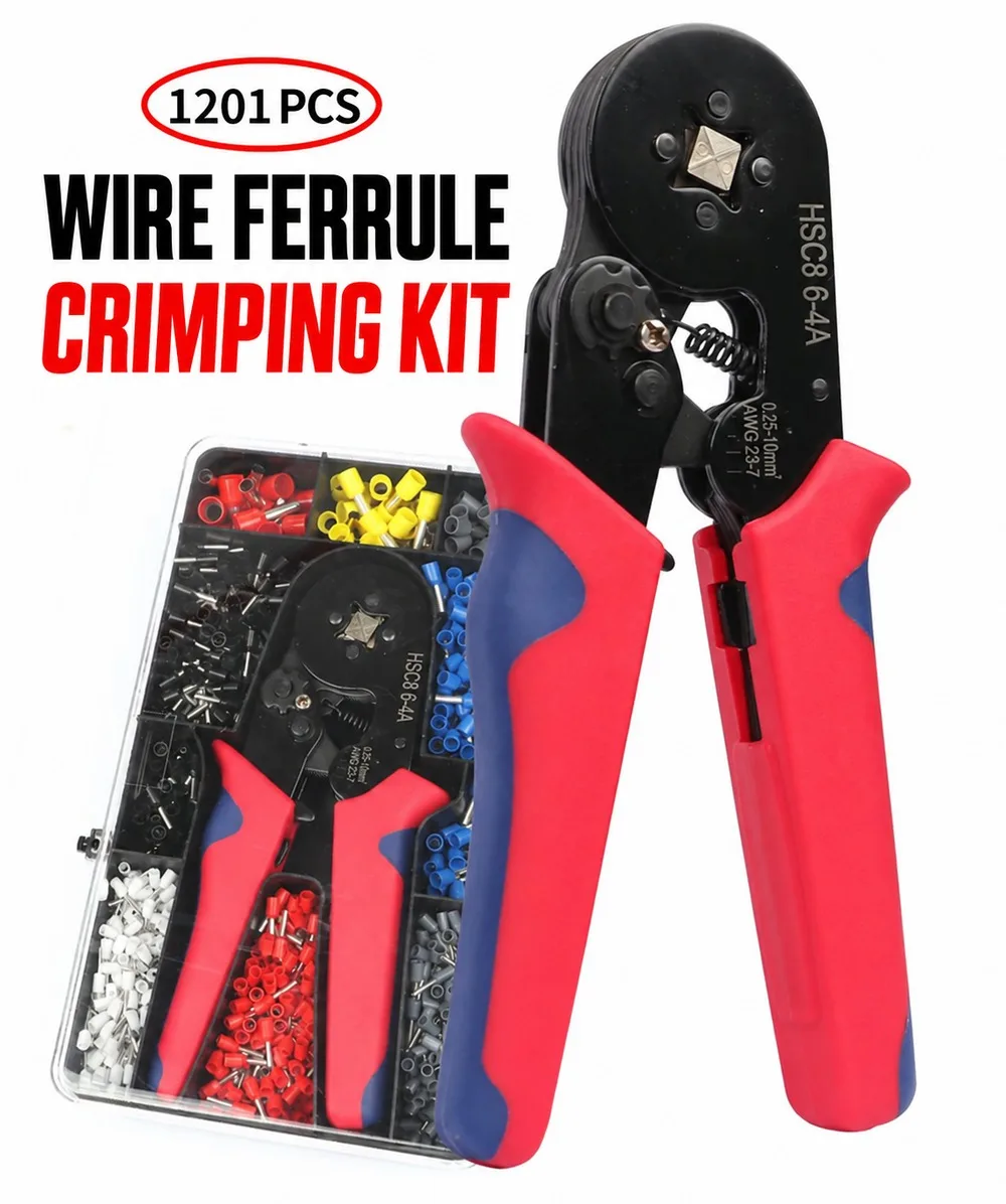 Crimper Plier HSC8 6-4 0.5-10mm ² 23-7AWG For Ferrule Tubular Terminals Ferrule Crimping Clamp Set Wire Head Electrician Tool