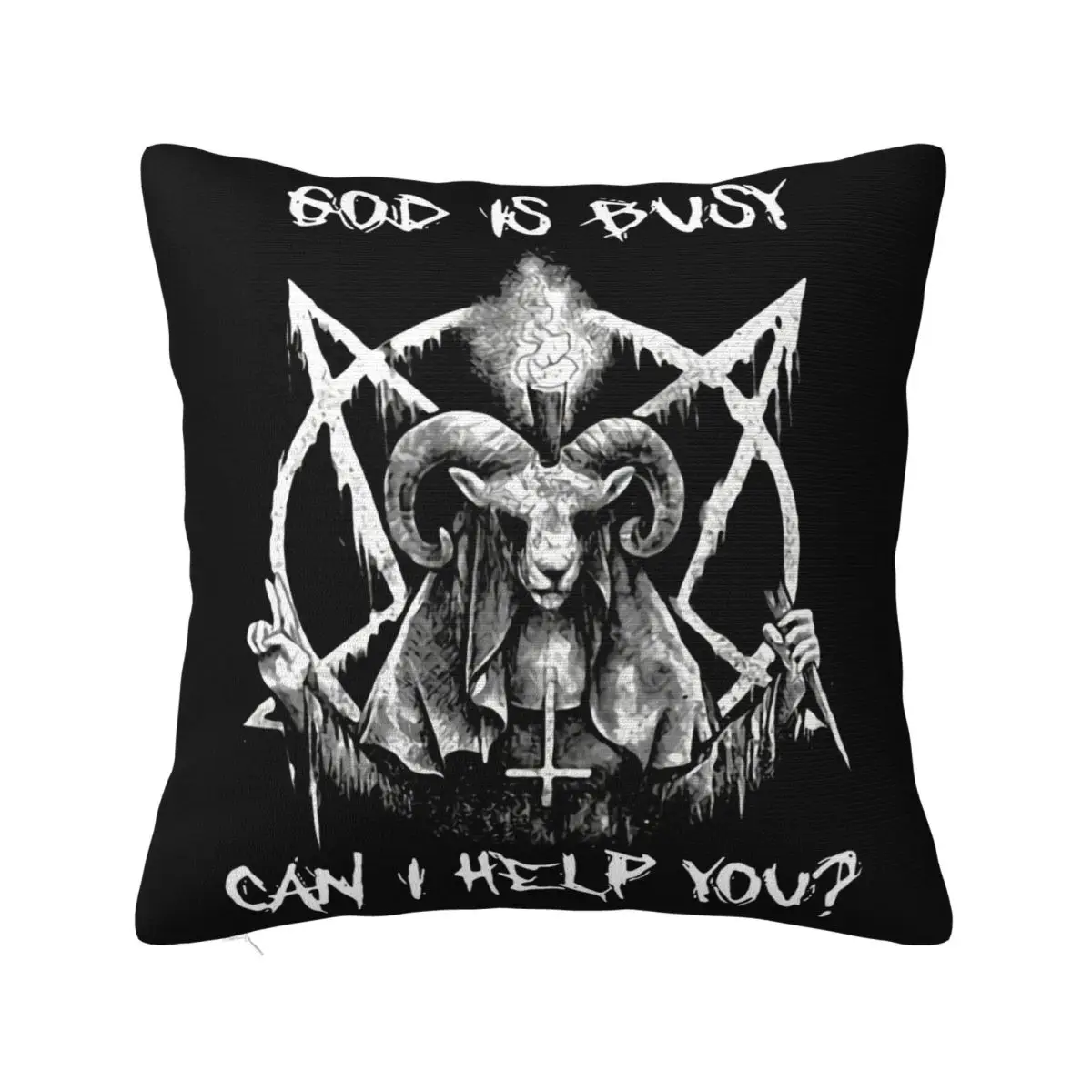 Satan God Is Busy Can I Help You Men Black M 3Xl Women Simple Vintage Boy Hot Sale Designing Pillow Case