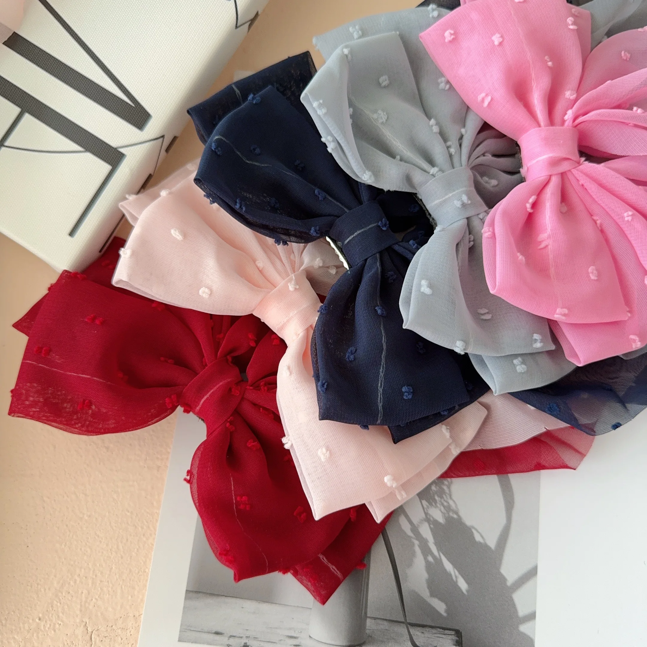 8Colors Elegant Bow Ribbon Hair Clip Women Fashion Simple Solid Satin Spring Clip Ponytail Bow Hairpin Girls Hair Accessories