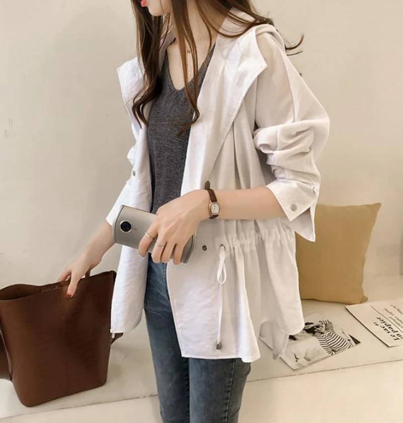 2023 New Spring Women Jacket Fashion Long Sleeve Hooded Female Windbreaker Casual Korean Loose Coat Tops Outwear