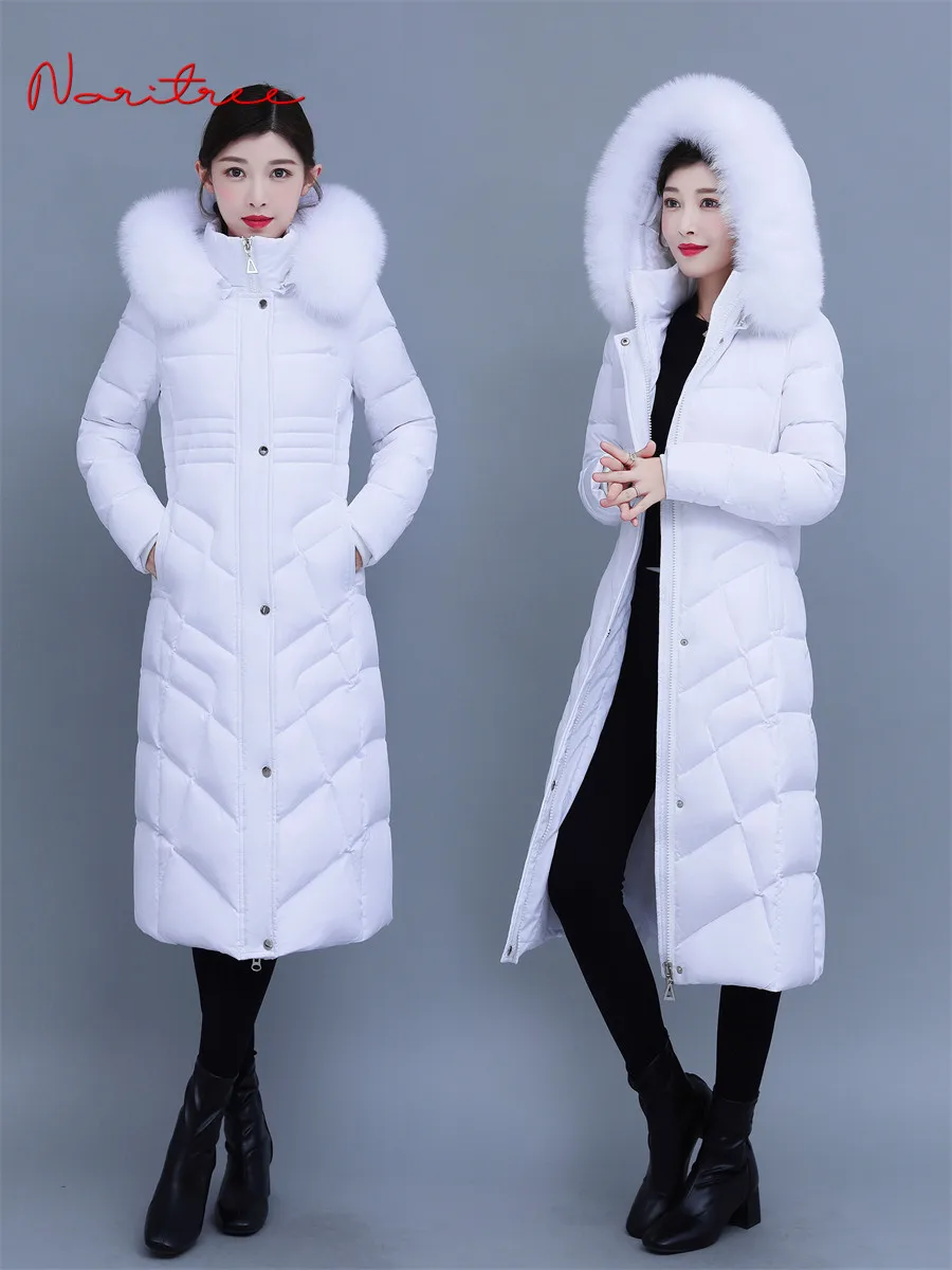 110cm Super Longer S-4XL Big Real Fox Fur Hooded Down Coats women 2022 winter Thicker Warm was thin thicker warm Parkas WY1059