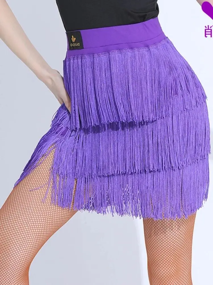 2023 New Latin Dance Practice Clothing Tassel Half Skirt Women\'s Autumn New Short Skirt Performance Costume Adult Dance Suit