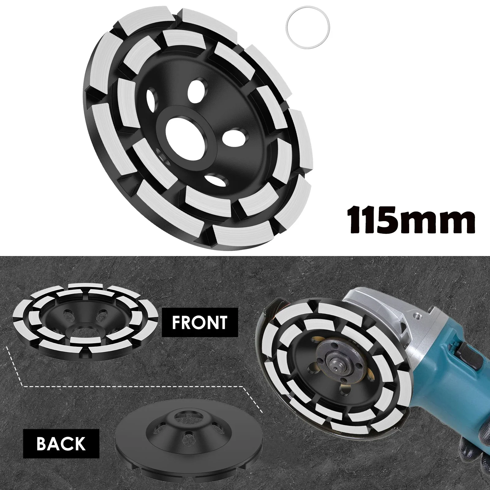 

115mm Concrete Diamond Grinding Cup Wheel 4-1/2-Inch Double Row Grinding Disc for Masonry Granite Marble Fits 7/8-Inch Arbor