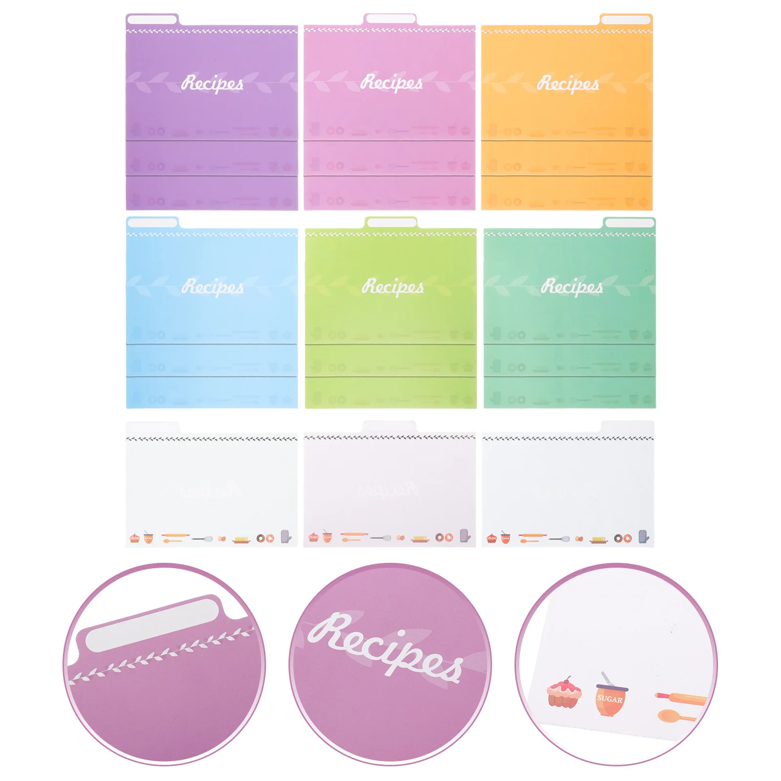 25 قطعة من بطاقات الوصفات بتصميم إبداعي، زوايا مستديرة مريحة، فواصل المطبخ، بطاقات ملاحظات الطبخ العملية