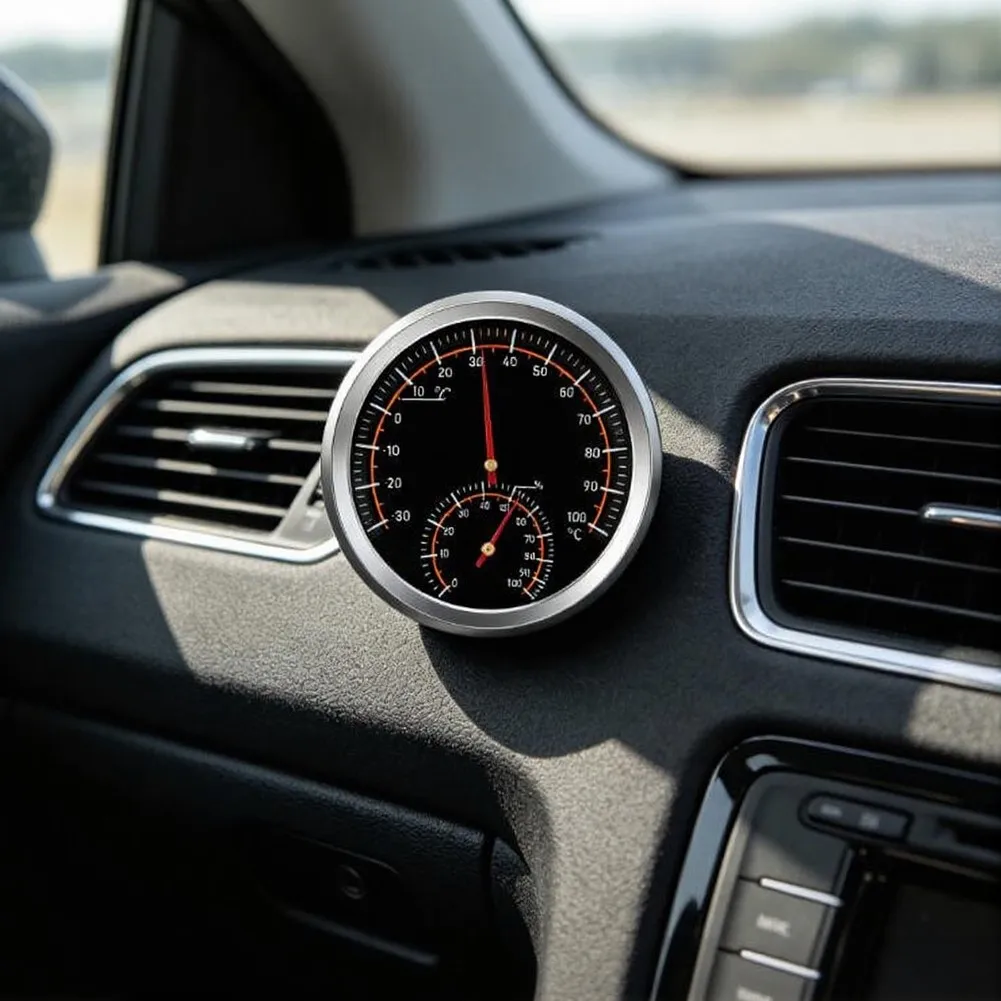 Measurement Tool Car Thermometer 6.7 Cm Diameter Hygrometer For Cars, Indoor Use Ranging From -30°C To 100°C Car Interior