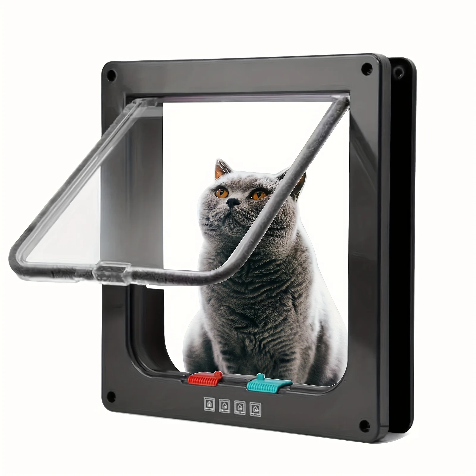 Pet Door Hole Cat Door Dog Door, 4 Way Security Lock Flap Door, Weatherproof Pet Door For Dogs & Cats