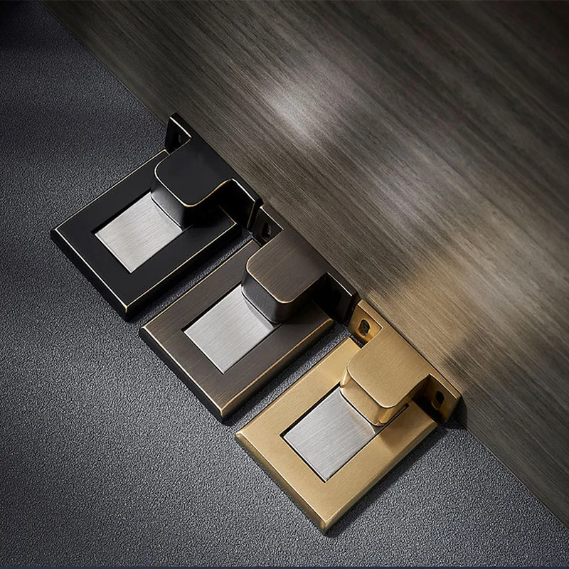 Geborsteld messing veiligheid magnetische deurstopper muurbeschermer vloermontage onzichtbare deurstop