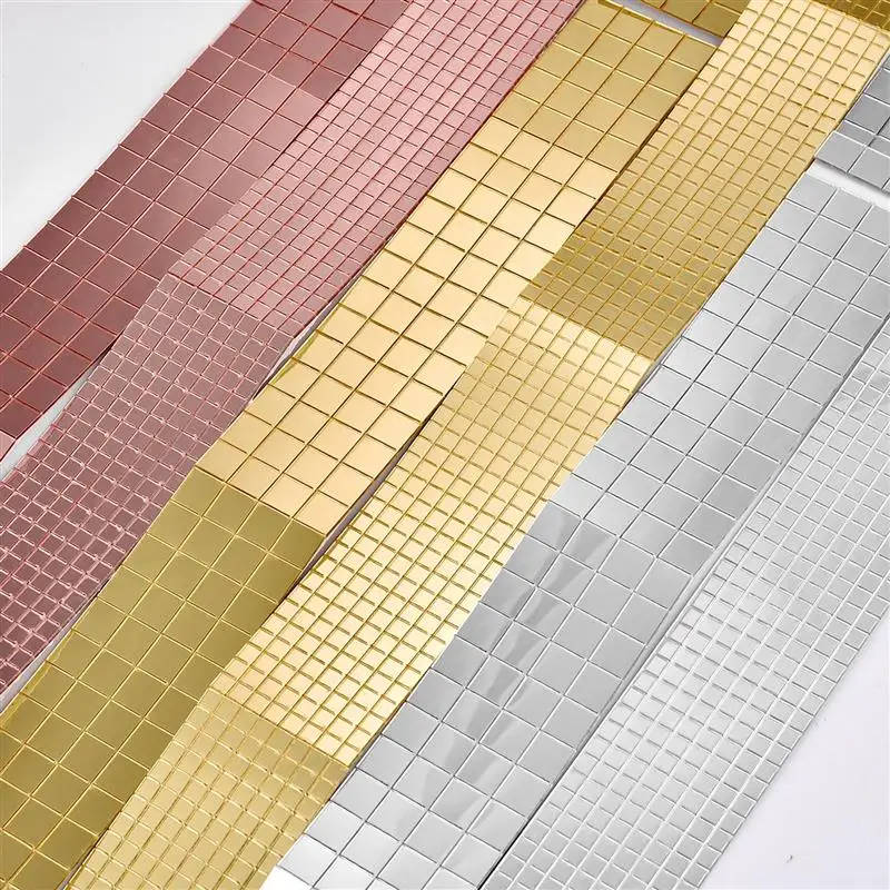 3D Self-Adhesive Real Glass Craft Mini Square Mirrors Mosaic Tiles Stickers Bathroom DIY Handmade Craft Home Decoration Making