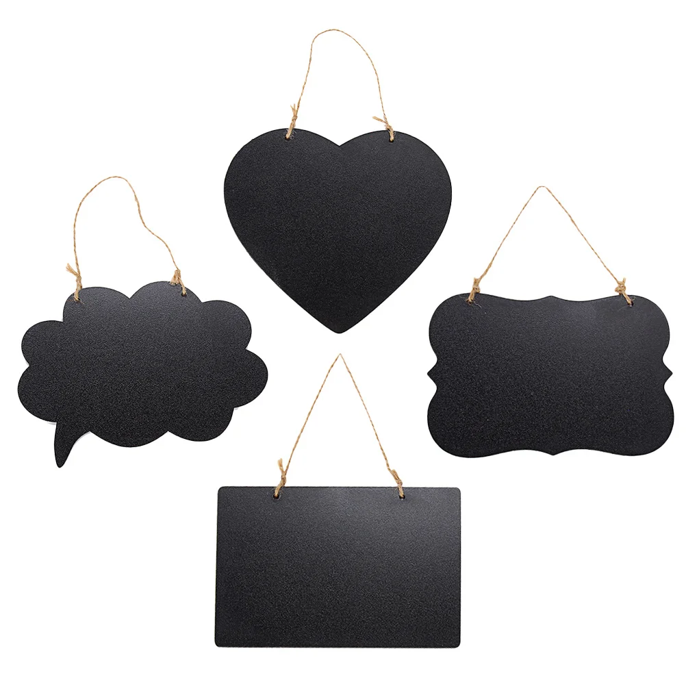 

4Pcs Wooden Hanging Message Boards Creative Double Sided Chalkboards for Home Garden Wedding Party Decoration Message Blackboard