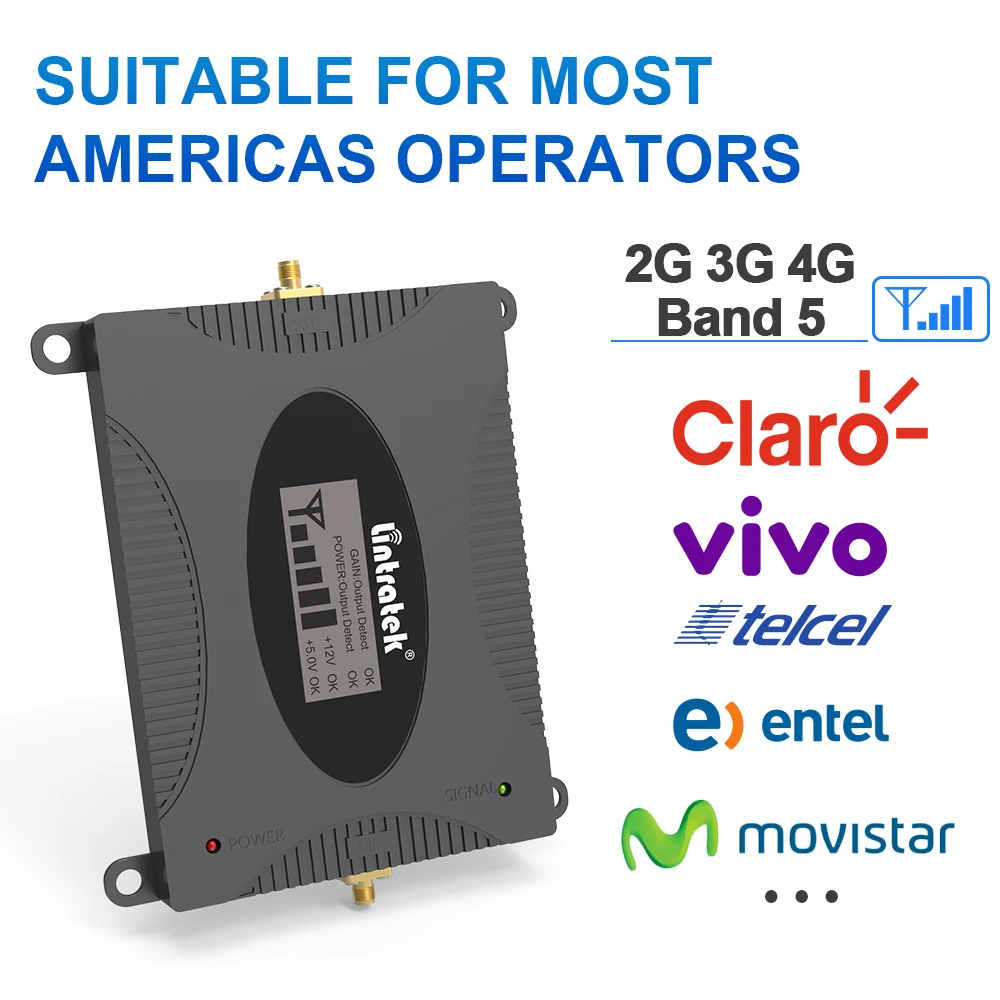 Lintratek 850MHz Band 5 Mobile Phone Signal Amplifier 2G 3G 4G 1800 Cellular and Internet Booster CDMA Brazil Low taxes Repeater