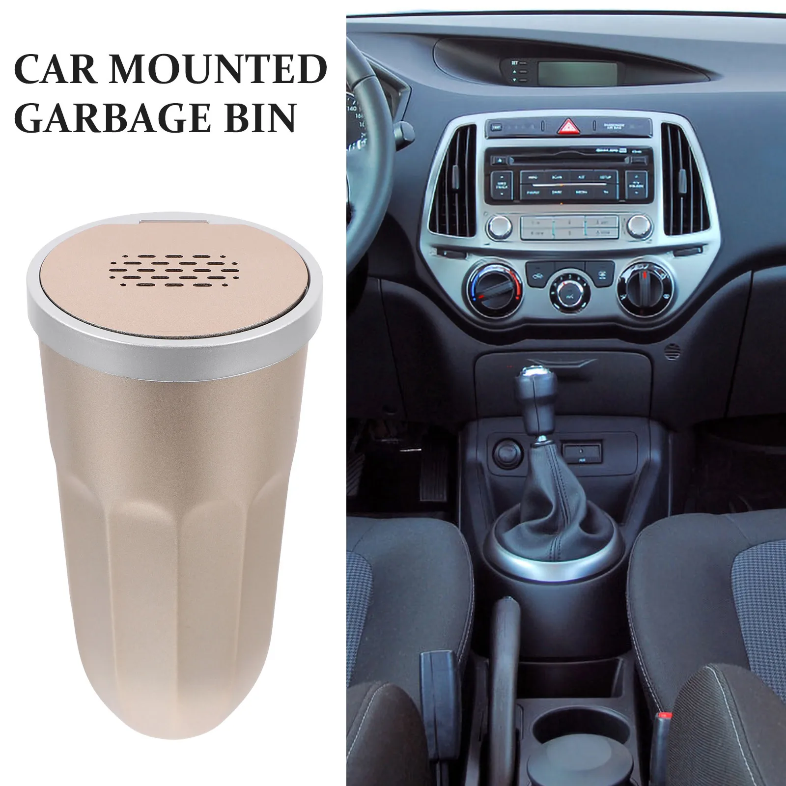 

Car Trash Can 1.5L Leakproof Automotive Garbage Bin for Cup Holder Sturdy PP Material Minimalist Design Car Accessory