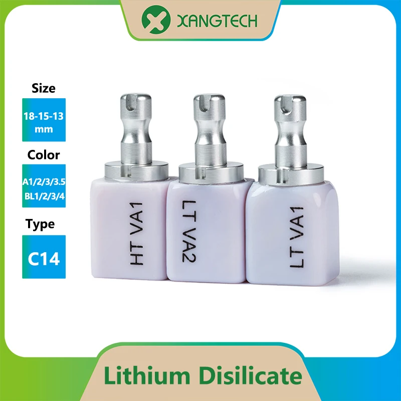 

XANGTECH HT/LT Lithium Disilicate Emax Cad Cam Glass Ceramic Block C14 18-15-13mm for Dental Lab