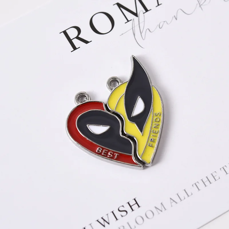 Marvel Movie Deadpool & Wolverine Collier Porte-clés Boucles d'oreilles, Porte-clés, Pendentif Best Friends Set, Accessoires Cadeau, Vente en gros, 1 paire