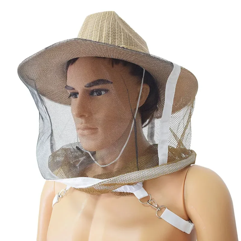 Beekeeper Hat Beehive Beekeeping Cowboy Hat Mosquito Bee Insect Net Veil Head Face Protector Anti Bee Hat Beekeeper Equipments