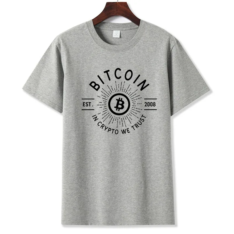 Cotton Bitcoin T-Shirt Ethereum Short Sleeve Success Men\'s Clothing Casual Simple Black Loose Street Tees Wealth Gift Clothing