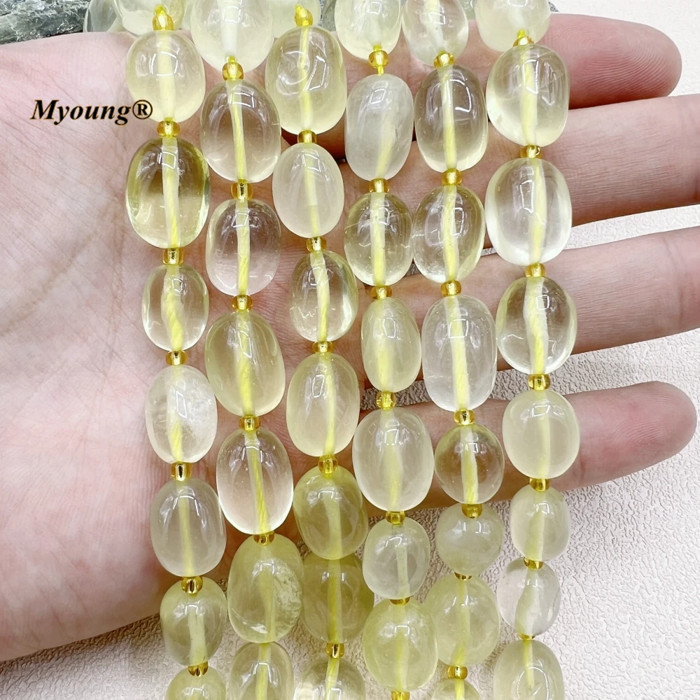 3Strands Egg Shape Natural Lemon Quartz Crystal Loose Beads For DIY Jewelry Making MY230698