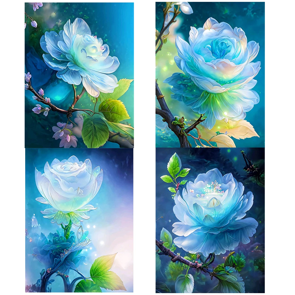 

New 5d Diy Diamond Painting Dream Blue Flower Full Round Square Diamond Mosaic Embroidery Cross Embroidery Set Home Decoration