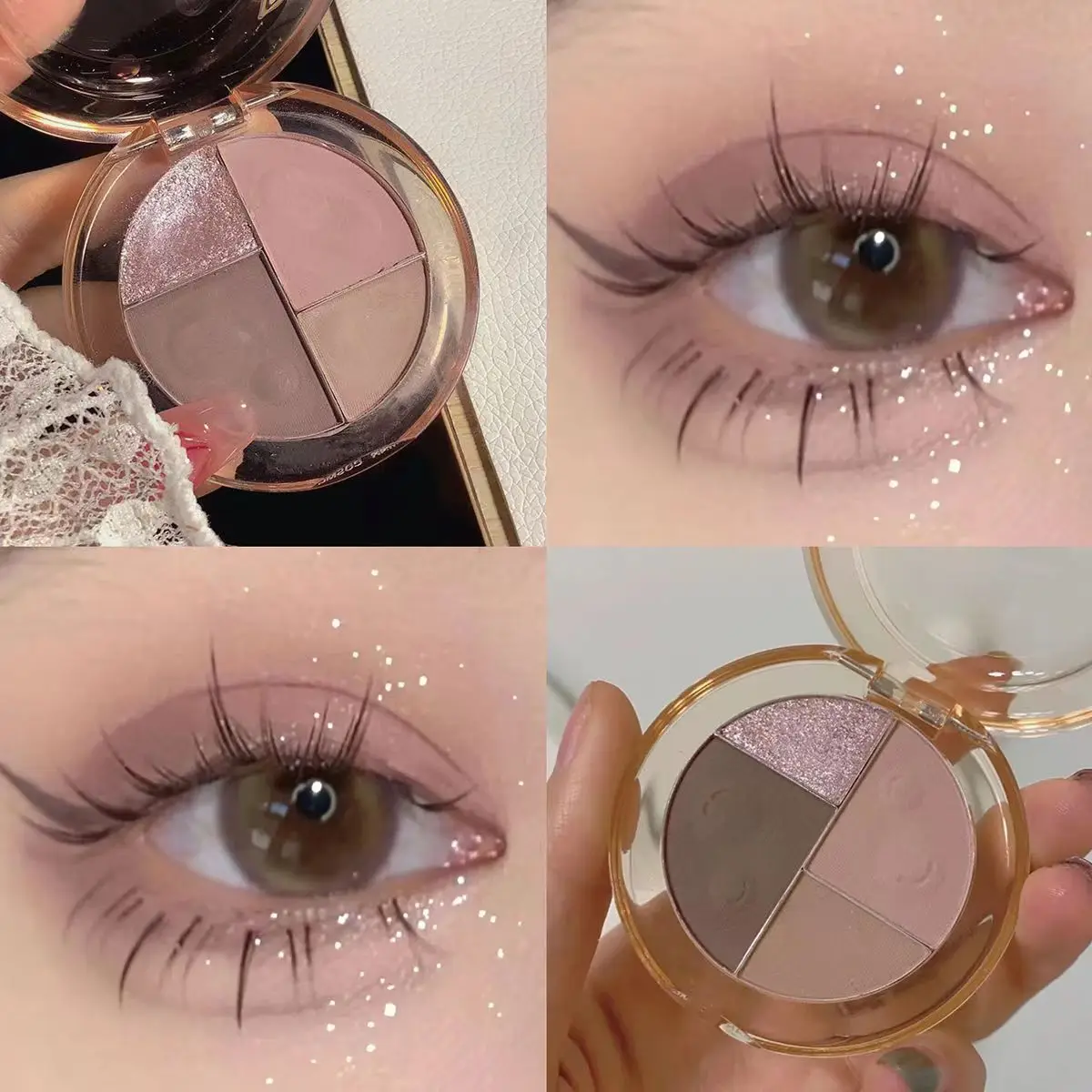 لوحة ظلال عيون مكونة من 4 ألوان، لون القهوة، أرجواني عميق، أنيق مقاوم للعرق، لوحة ظلال عيون خالية من التلك، حجم السفر، ظلال عيون