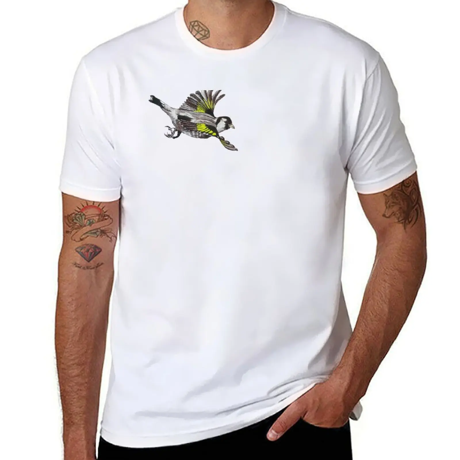 

European Goldfinch T-Shirt croswit shirt man animal prinfor boys Blouse gifts for boyfriend men clothes