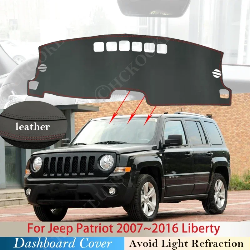 Skóra PU do Jeep Patriot 2007 ~ 2016 Liberty Mata antypoślizgowa na deskę rozdzielczą Osłona przeciwsłoneczna Dashmat 2008 2010 2011 2012 2013 2015