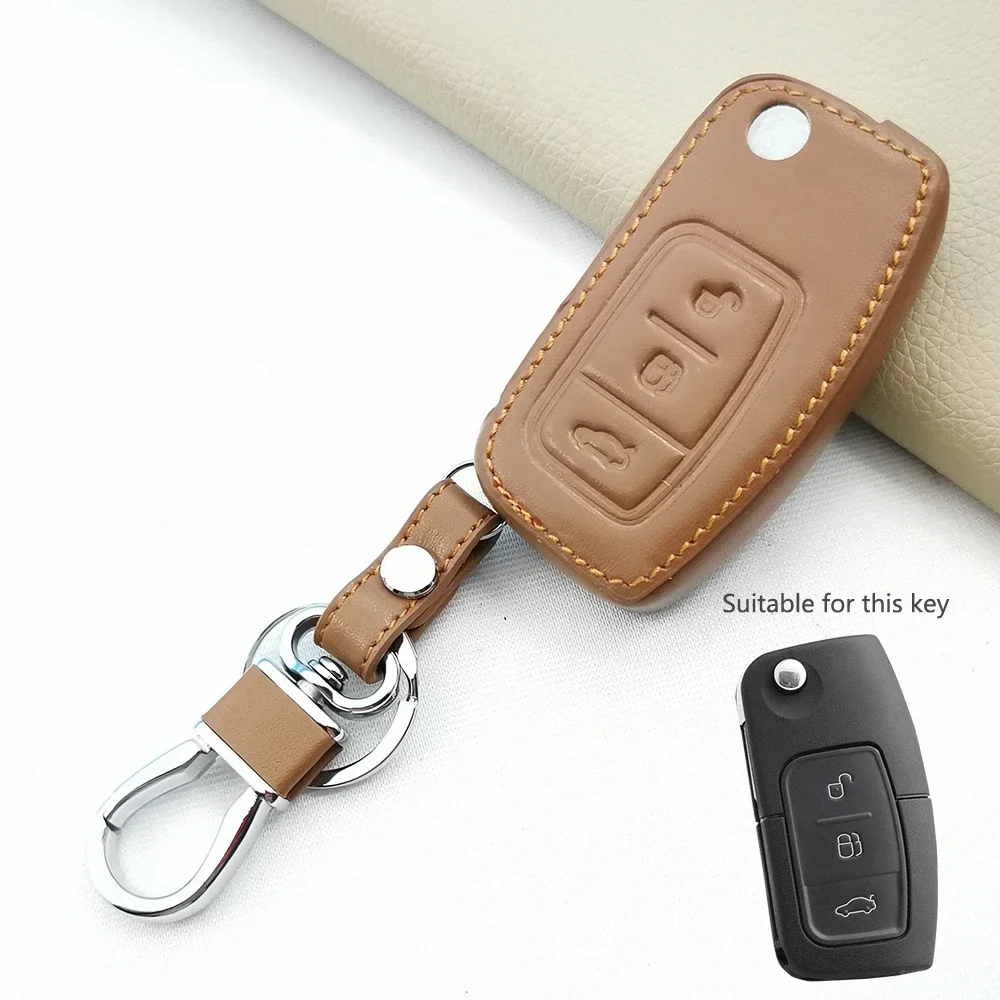 For Ford Focus 2 3 4 MK2 MK3 MK4 Kuga Edge Mondeo Fusion Ecosport Fiesta 99% Praise Leather Key Chain Ring Cover Case Holder