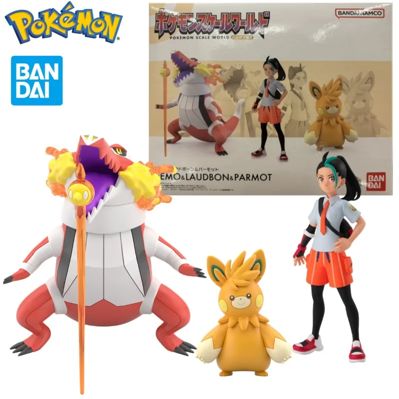 

In Stock BANDAI Original SCALE WORLD Pokemon Paldea Region Nemona Skeledirge Pawmot Anime Figures Toy Gifts Collectible Model