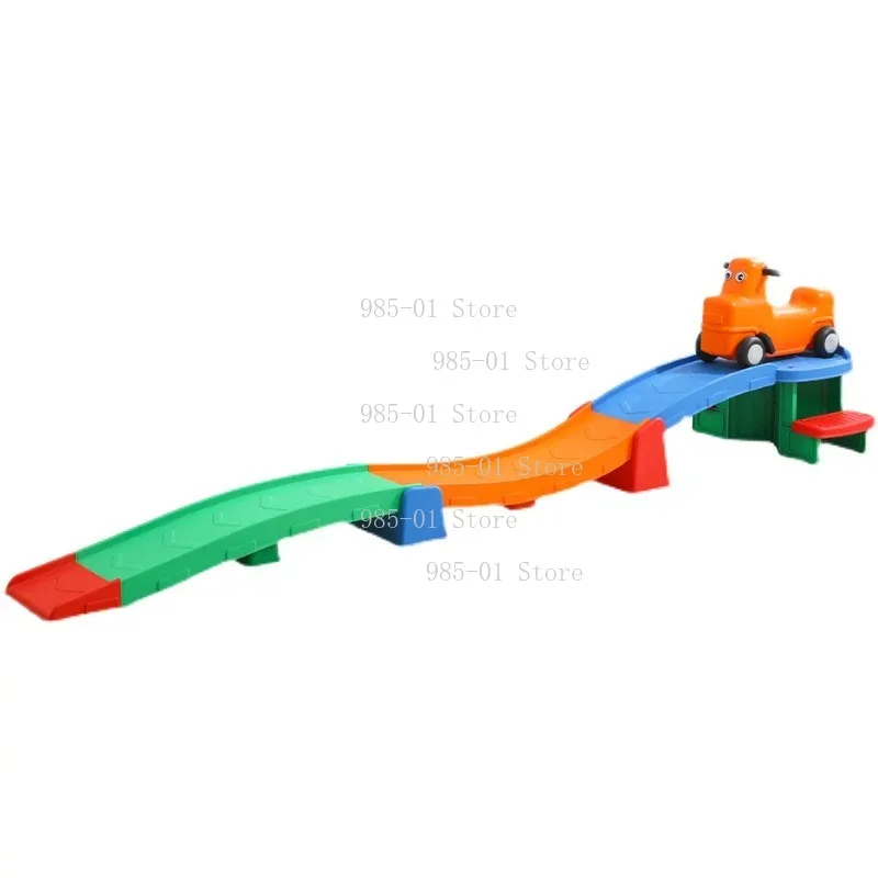 Kids Plastic Roller Coaster Toy, Portable Sliding Car Amusement Play Set