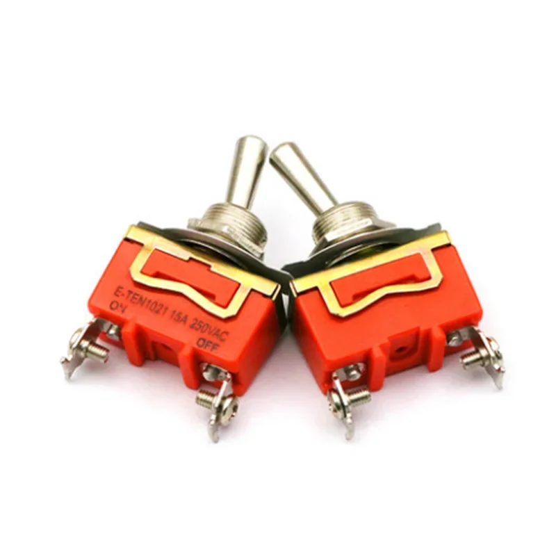 1pcs Good Quality E-TEN1021 2-Pin SPST 2 Terminal ON-OFF 15A 250V Toggle Switch orange