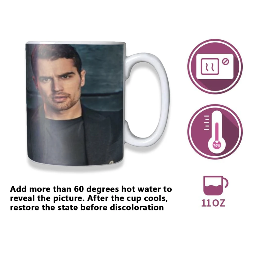 Theo James Creativity Change Color Chang mug Ceramic mug Hot Coffee Cup Breakfast Cup Mug Friend Gift