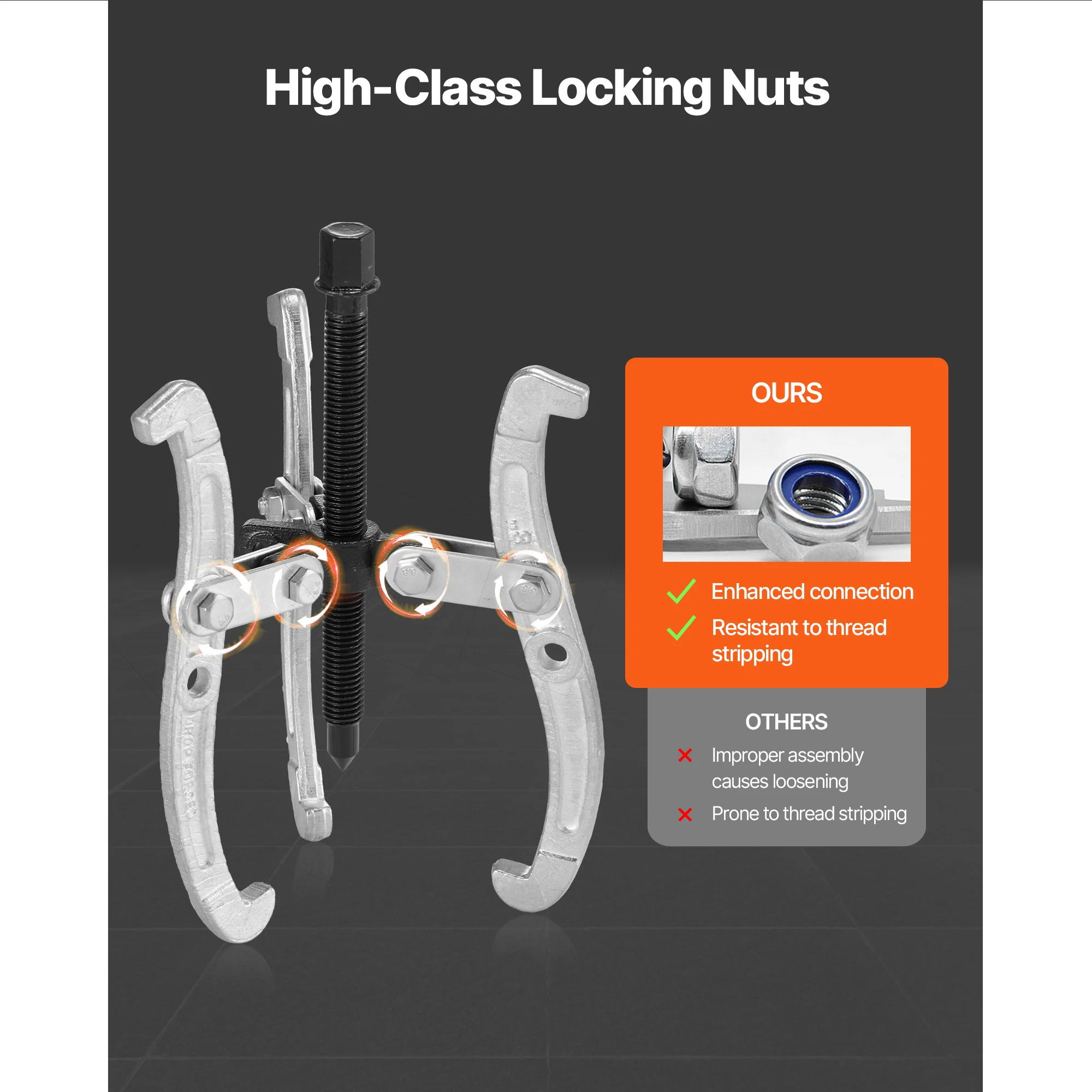 Gear Puller Set, 3 in/4 in/6 in/8 in 3 Jaw Bearing Puller with Reversible Jaws, 2 Jaw/3 Jaw Pulley Puller Tool, 4 PCS Heavy-Duty Bearing Puller Tool Kit for Pulley Gear Bearing Flywheel Removal