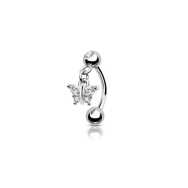 1pc Zircon Eyebrow Piercing Stud Earrings Curved Barbell Belly Banana Ring Snug Daith Helix Cartilage Tragus Conch Body Jewelry