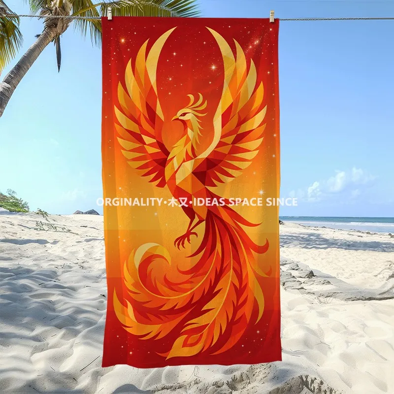 

Geometric Phoenix Starry Beach Towel Patterned Sunscreen And Windproof Suitable For Swimming Pool Camping Travel