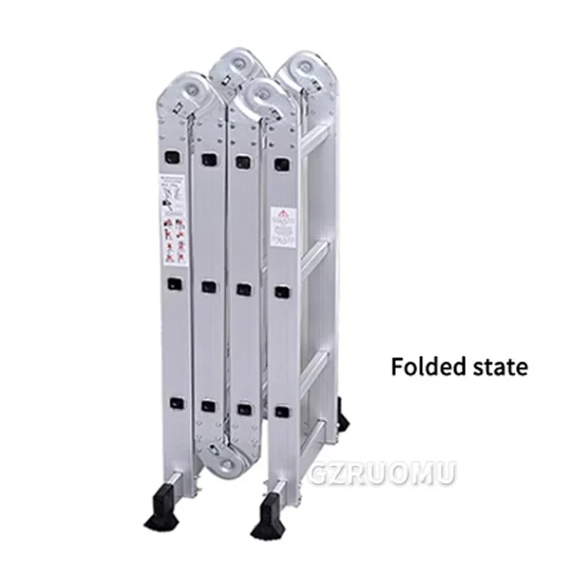 4.7M Folding Work Platform 150kg Load Capacity Aluminum Drywall Stool Ladder Bench W/ Non-Slip Feet for Washing Vehicles